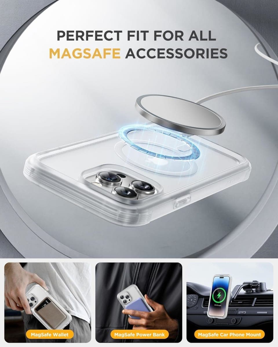 Miracase Magnetic for iPhone 15 Pro Max Case 6.7'' [Compatible with Magsafe] Full-Body Drop Proof Phone Case for iPhone 15 Pro Max with Built-in 9H Tempered Glass Screen Protector,Matte White thumbnail 5