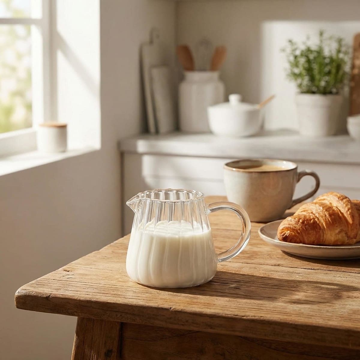 JIEJE Small Glass Pitcher, Glass Milk Pitcher, Glass Creamer Pitcher, Creamer Container (1 Pack) thumbnail 3