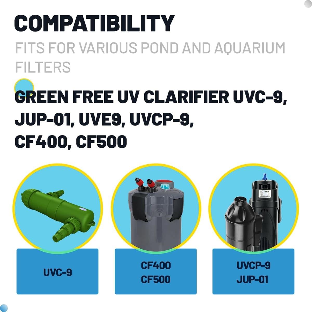 Pond UV Light, 9 Watt UVC G23 Base Replacement Bulb for Outdoor Pond Clarifier, Light Bulb Compatible with Tetra GreenFree UV Clarifier and JUP-01 UVE9 CF400 CF500 UVCP-9 Aquarium Filter (2 Pack) thumbnail 3