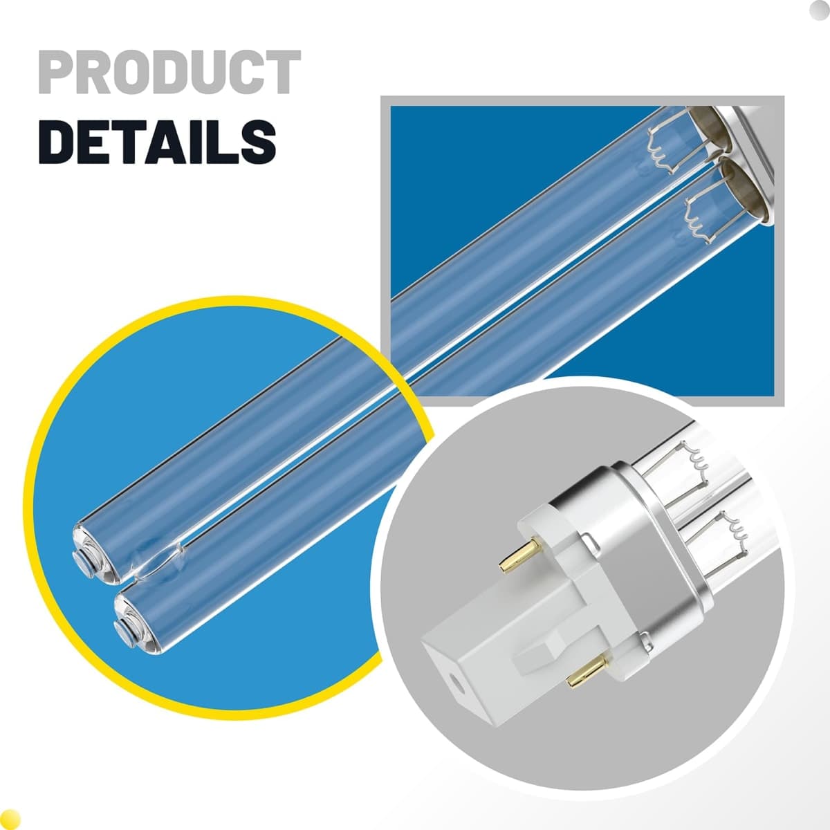 Pond UV Light, 9 Watt UVC G23 Base Replacement Bulb for Outdoor Pond Clarifier, Light Bulb Compatible with Tetra GreenFree UV Clarifier and JUP-01 UVE9 CF400 CF500 UVCP-9 Aquarium Filter (2 Pack) thumbnail 5