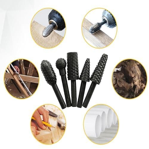 5PCS Rotary Burr Set for Carving and Grinding, Working Rotary File Tools for DIY Projects and Crafts(Black) thumbnail 4