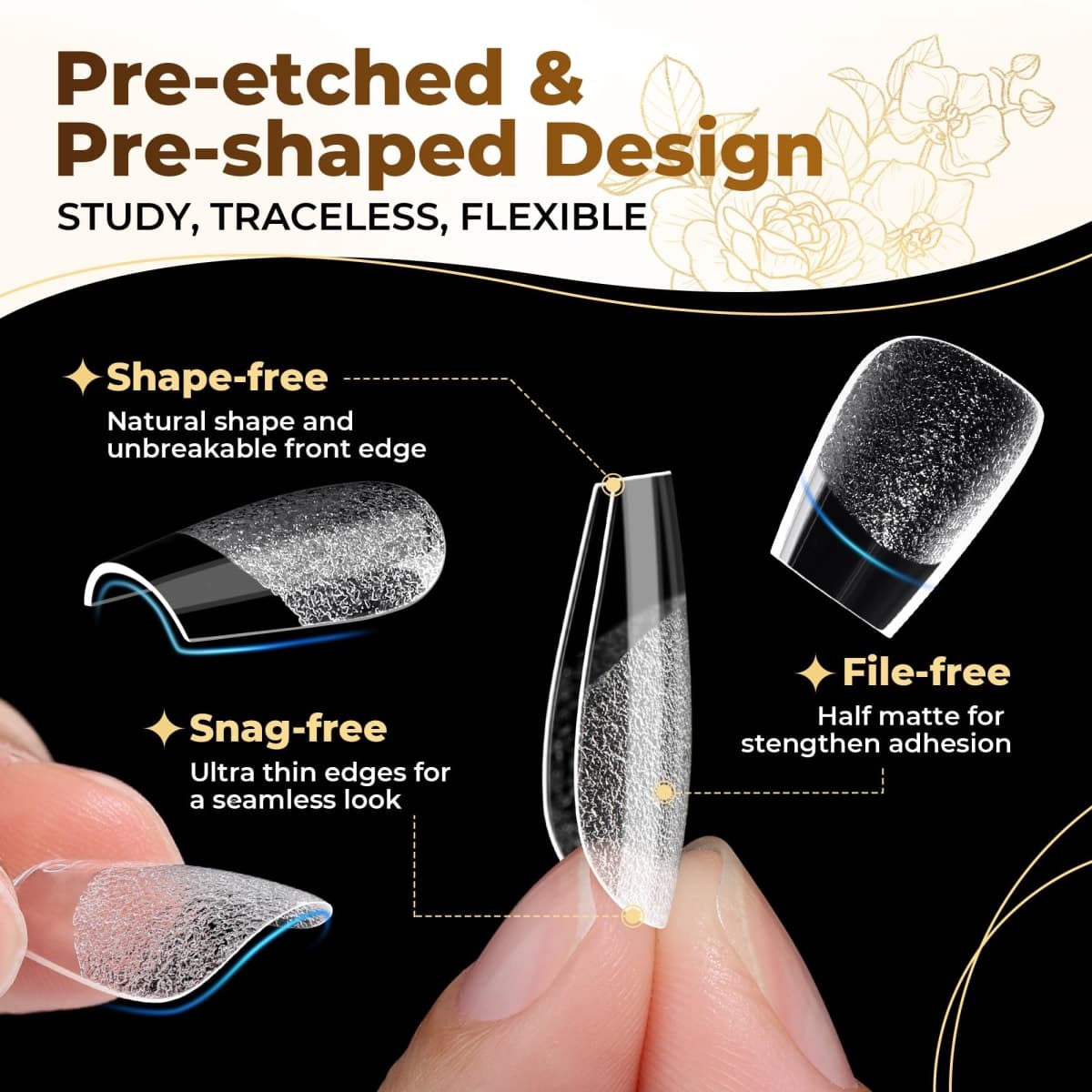 UNA GELLA Extra Short Coffin Nails Tips: 504pcs Pre-etched XS Short Nails, 12 Sizes Clear Coffin Press on Nails Full Cover Gel Tips Acrylic False Fake Nails Extension DIY Salon thumbnail 3