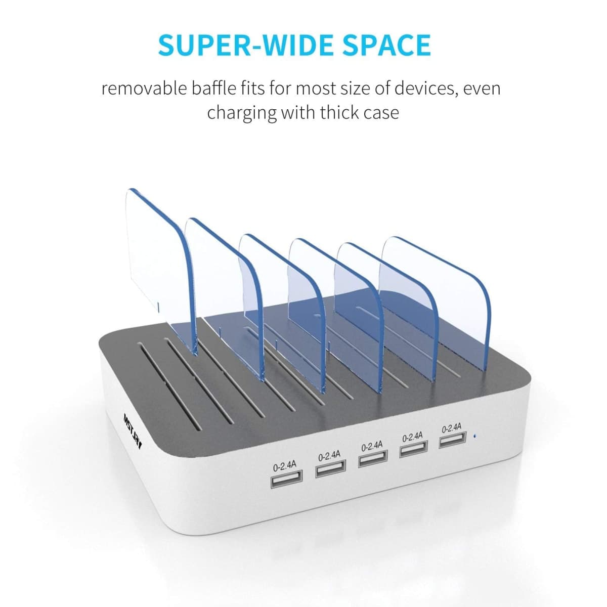 MSTJRY Charging Station for Multiple Devices : 5 Port Multi USB-A Charger Stations Multi-Device Organizer Charging Dock Designed for iPhone iPad Cell Phone Tablets (7 Short Cables Included) thumbnail 5