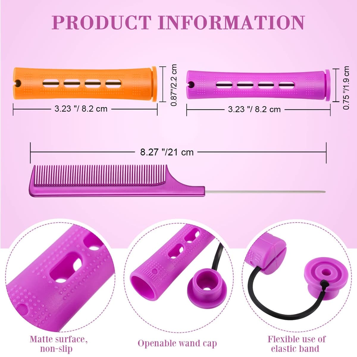 WILLBOND 36 Pieces Cold Wave Rod Hair Perm Rods Hair Rollers Perming Curlers with Steel Rat Tail Comb for Hairdressing Styling thumbnail 2