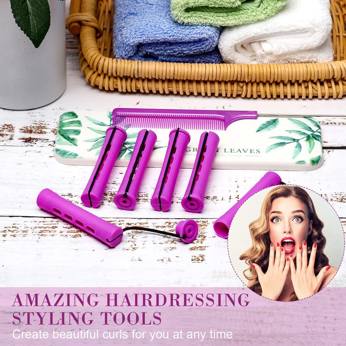 WILLBOND 36 Pieces Cold Wave Rod Hair Perm Rods Hair Rollers Perming Curlers with Steel Rat Tail Comb for Hairdressing Styling thumbnail 4