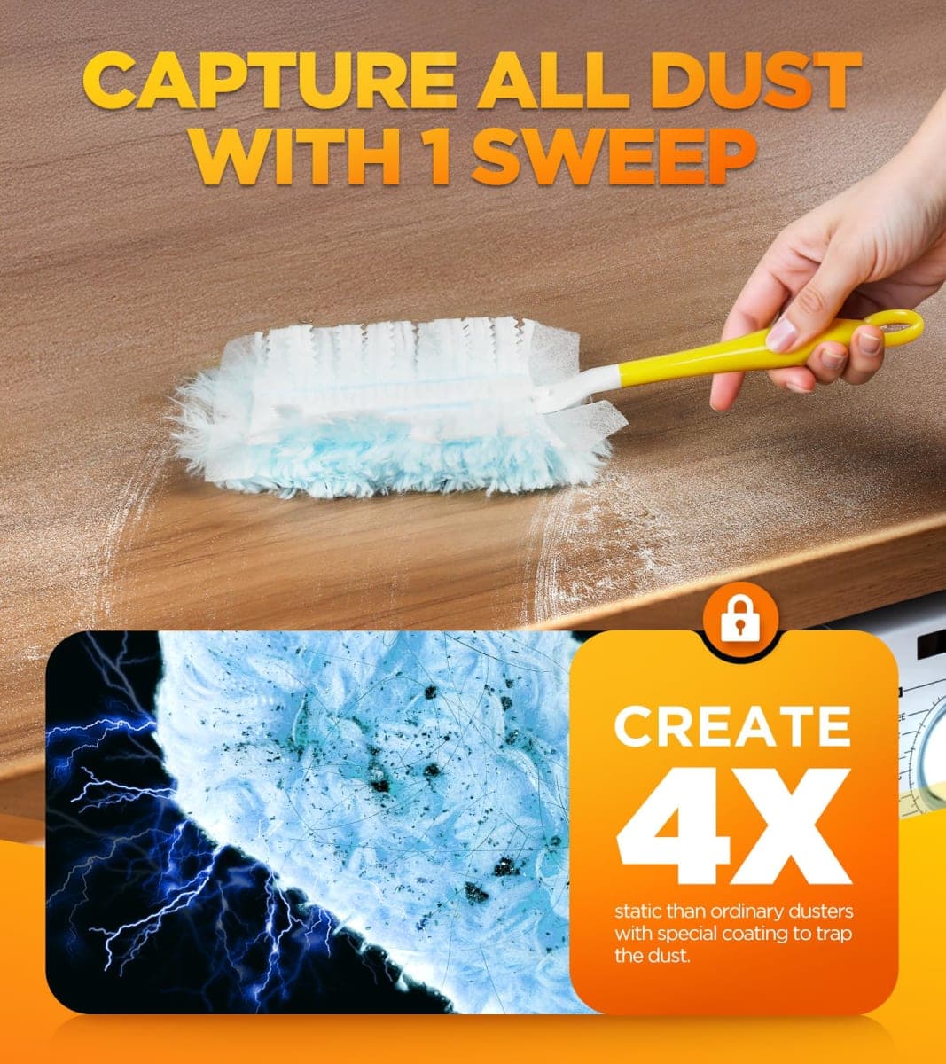 30 Count Duster Refill for Swiffer Duster with 1 Handle, One-Sided Disposable Dusters Refills with 4X Microfibers, Unscented Dusters for Cleaning Home, Furniture, Blinds & Vent thumbnail 3