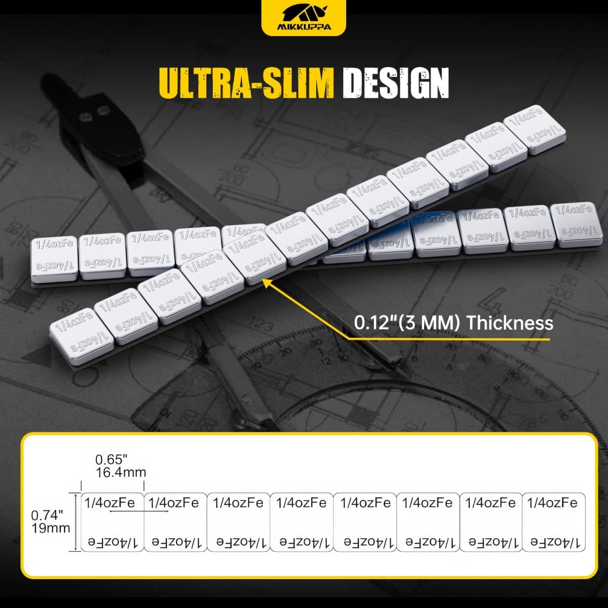MIKKUPPA Adhesive Stick on Wheel Weights - 1/4oz, 0.25oz (576pcs, 144oz/box) Low Profile Easy to Peel, Chrome Tire Weights for Cars Trucks SUVs Motorcycles OEM Quality thumbnail 3