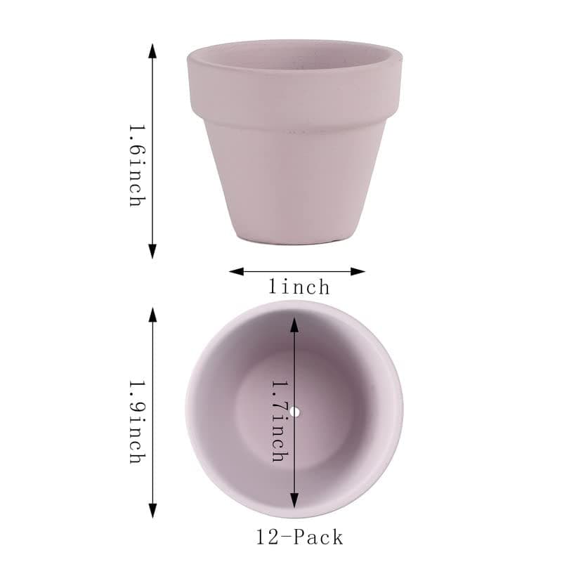 Yishang 1.9 Inch Tiny Pink Terracotta Pots Pack of 12-Small Mini White Clay Pots with Drainage Holes Flower Nursery Terra Cotta Planter for Tiny Cactus,Herb,Succulent Plants,Crafts thumbnail 2