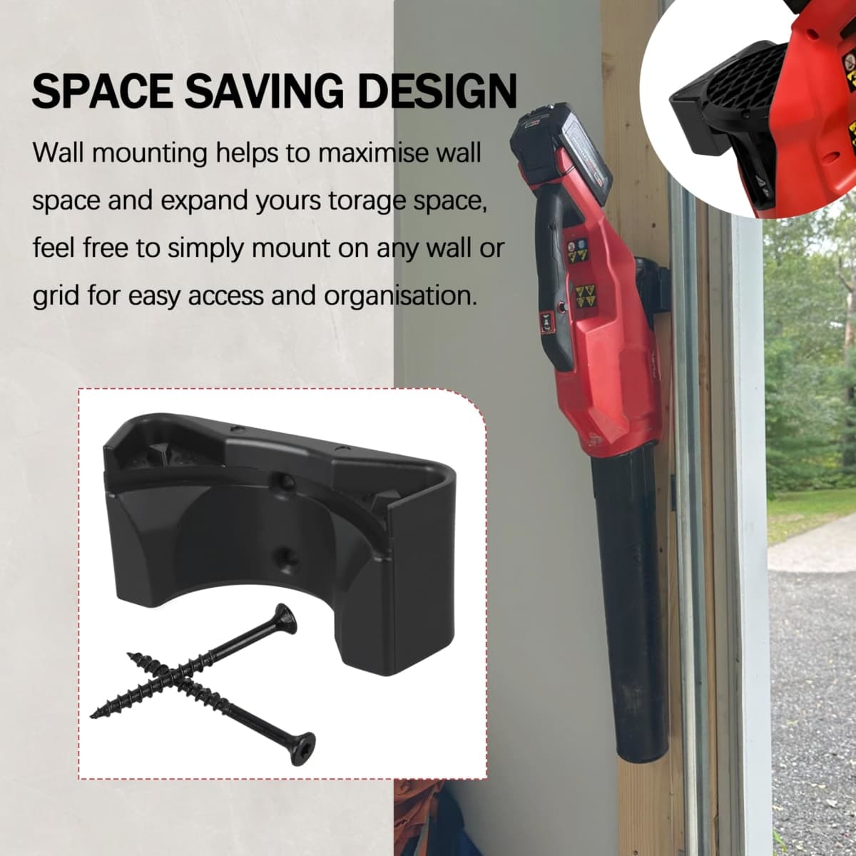 M-18 Leaf Blower Wall Mount Bracket for Milwauk-ee 2724-20 2724-21-2 Pack thumbnail 5