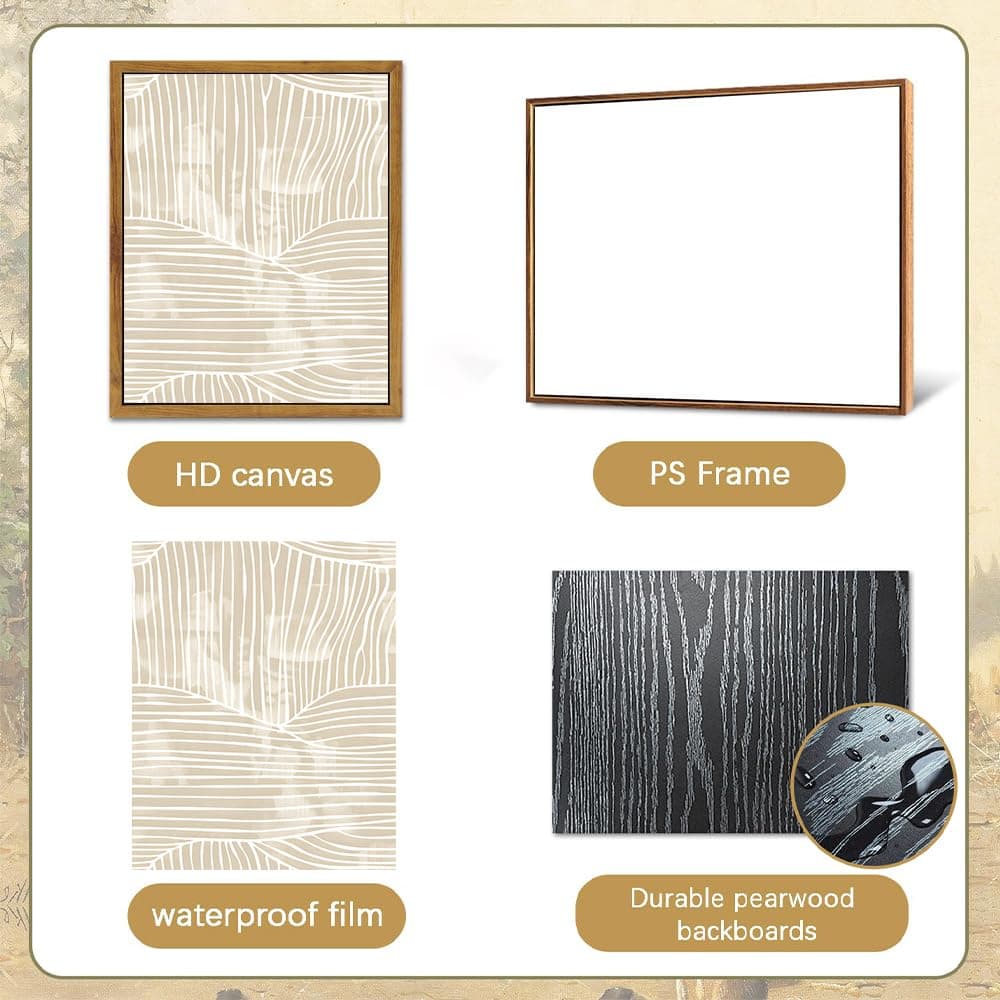 ARTZIO Framed Canvas Wall Art–Abstract Mid‑Century Minimalist Boho Vintage Set of 2 Beige Prints,Ready to Hang for Living Room,Bedroom, Bathroom & Office–12×16″ thumbnail 5