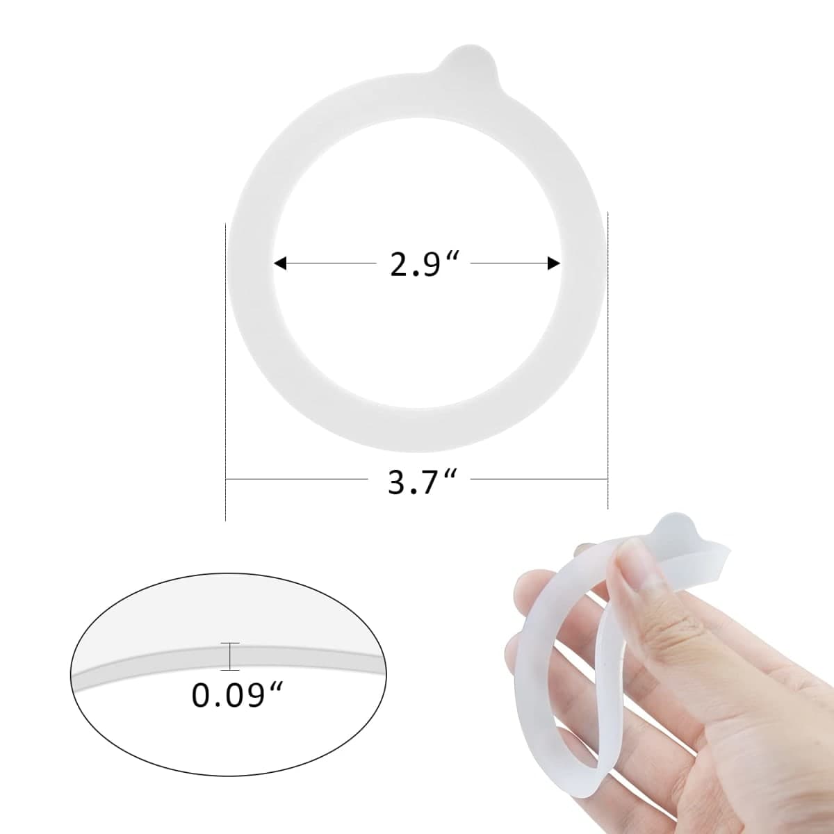 12 Pieces Rubber Seals Rings for Glass Jars, Airtight Silicone Replacement Gasket, Leakproof Silicone Gasket Sealing Rings for Mason Jars, Elastic and Fits Most Sizes (White) thumbnail 3
