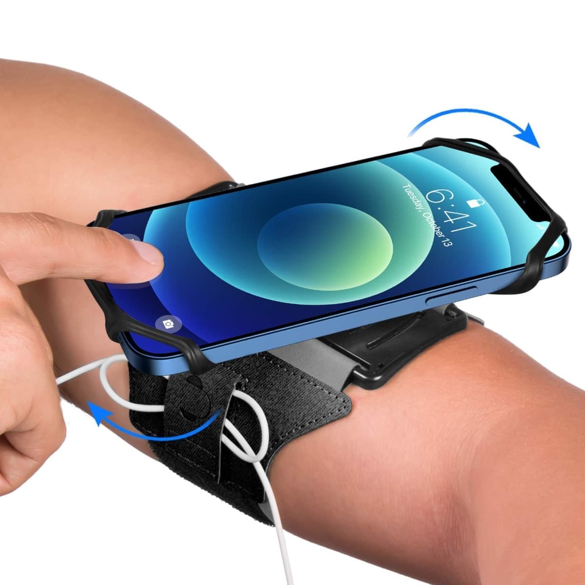 VUP Running Armband 360°Rotatable for iPhone 15/14/13/Pro Max/Pro/Mini/12/11/SE/Xs/XR/X/8/7/Plus, Fits All 4-6.7 Inch Smartphones, with Key Holder Phone Armband for Running Hiking Biking (Black) — image 1