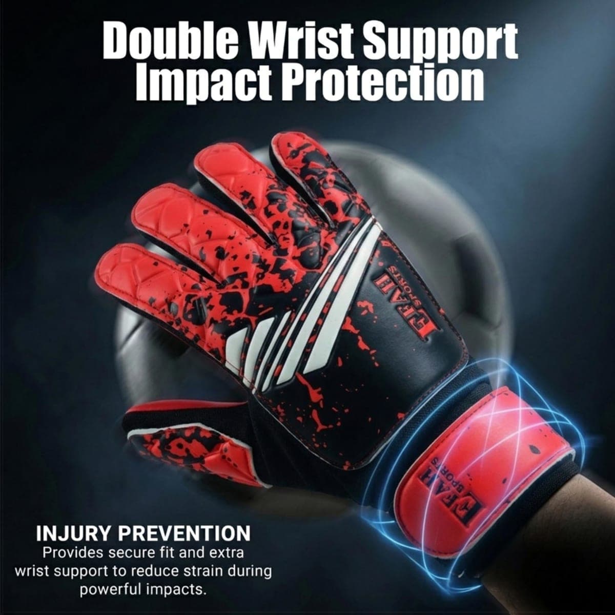 EFAH SPORTS Soccer Goalkeeper Gloves for Kids Boys Children Youth Football Goalie Gloves with Super Grip Protection Palms (Size 3 Suitable for 5 to 6 Year Old, Red) thumbnail 3