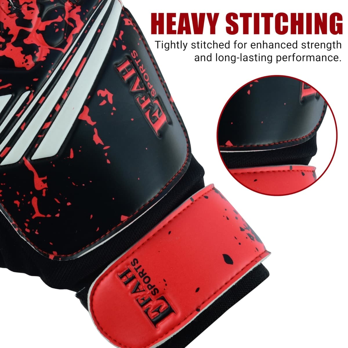 EFAH SPORTS Soccer Goalkeeper Gloves for Kids Boys Children Youth Football Goalie Gloves with Super Grip Protection Palms (Size 3 Suitable for 5 to 6 Year Old, Red) thumbnail 4