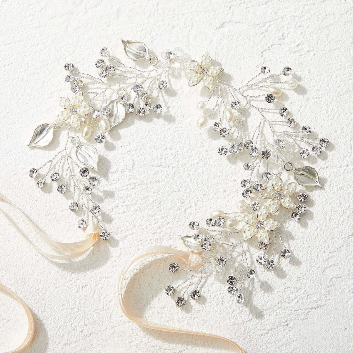 SWEETV Flower Girl Headpiece Silver Princess Wedding Headband -Baby Girls Flower Pearl Hair Accessories for Birthday Party, Photography thumbnail 4