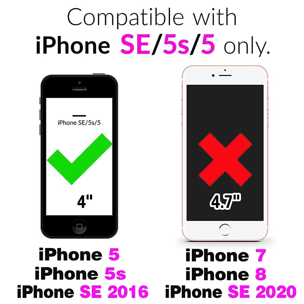Compatible with iPhone 5S 5 SE 2016 5SE Wallet Case and Tempered Glass Screen Protector Flip Cover Card Holder Cell Phone Cases for iPhone5 iPhone5s iPhoneSE iPhone6se i 6SE iPhone5se Women Rose Gold thumbnail 2