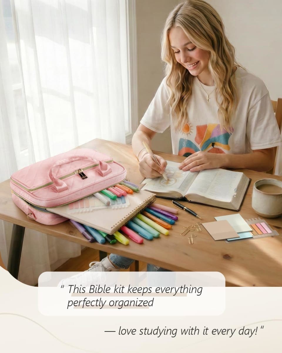 Bellahold Bible Cover with Bible Journaling Kit, Bible Tabs and Bible Cover Case for Women, Bible Highlighters and Pens No Bleed, Journaling Supplies for Bible Study, Christian Gifts for Women, Blue thumbnail 3