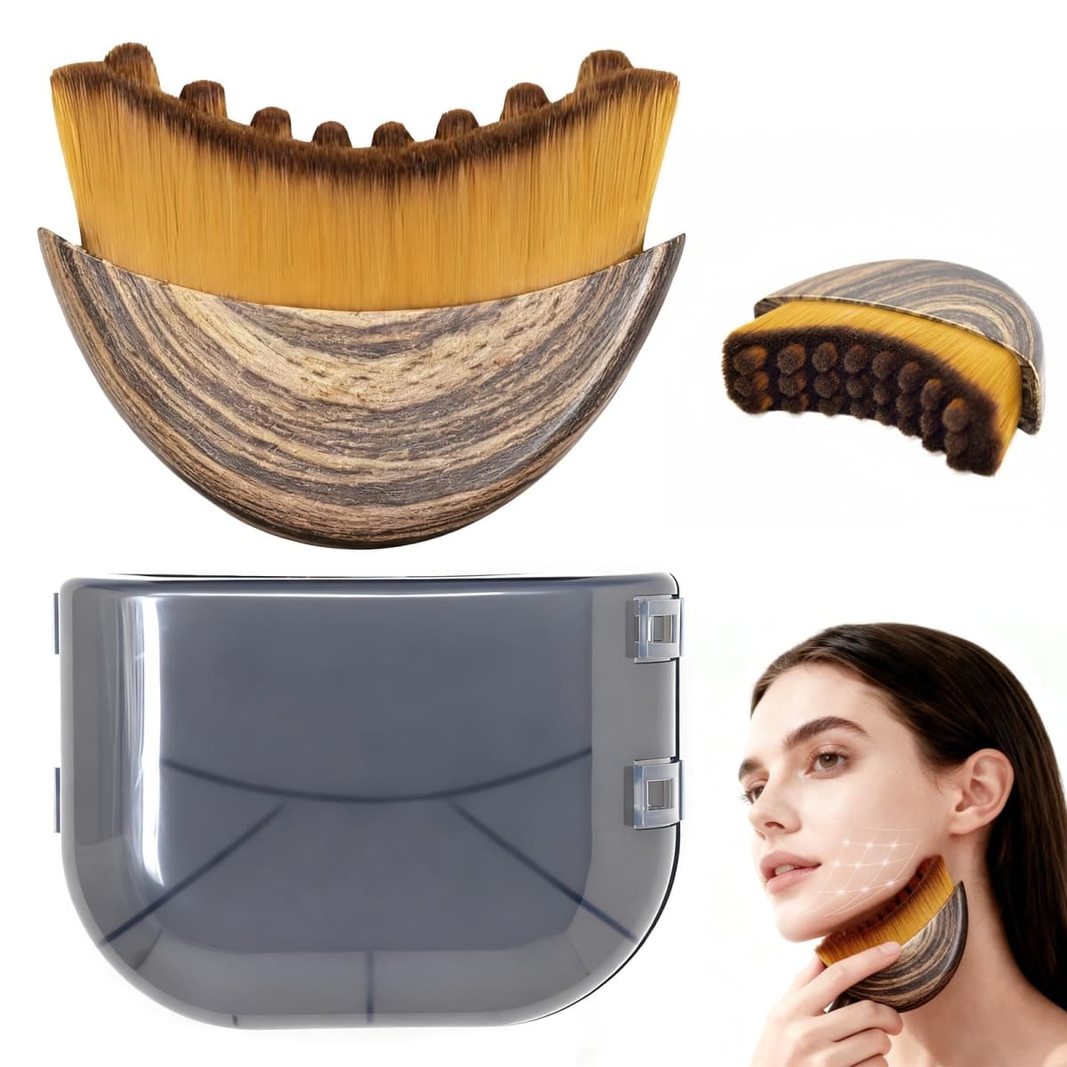 Lymphatic Contour Face Brush, Manual Lymphatic Drainage Massager, Natural Makeup Brushes with Durable Soft Bristles, Hypoallergenic Ergonomic Facial Cleansing Brush for Sculpting — image 1