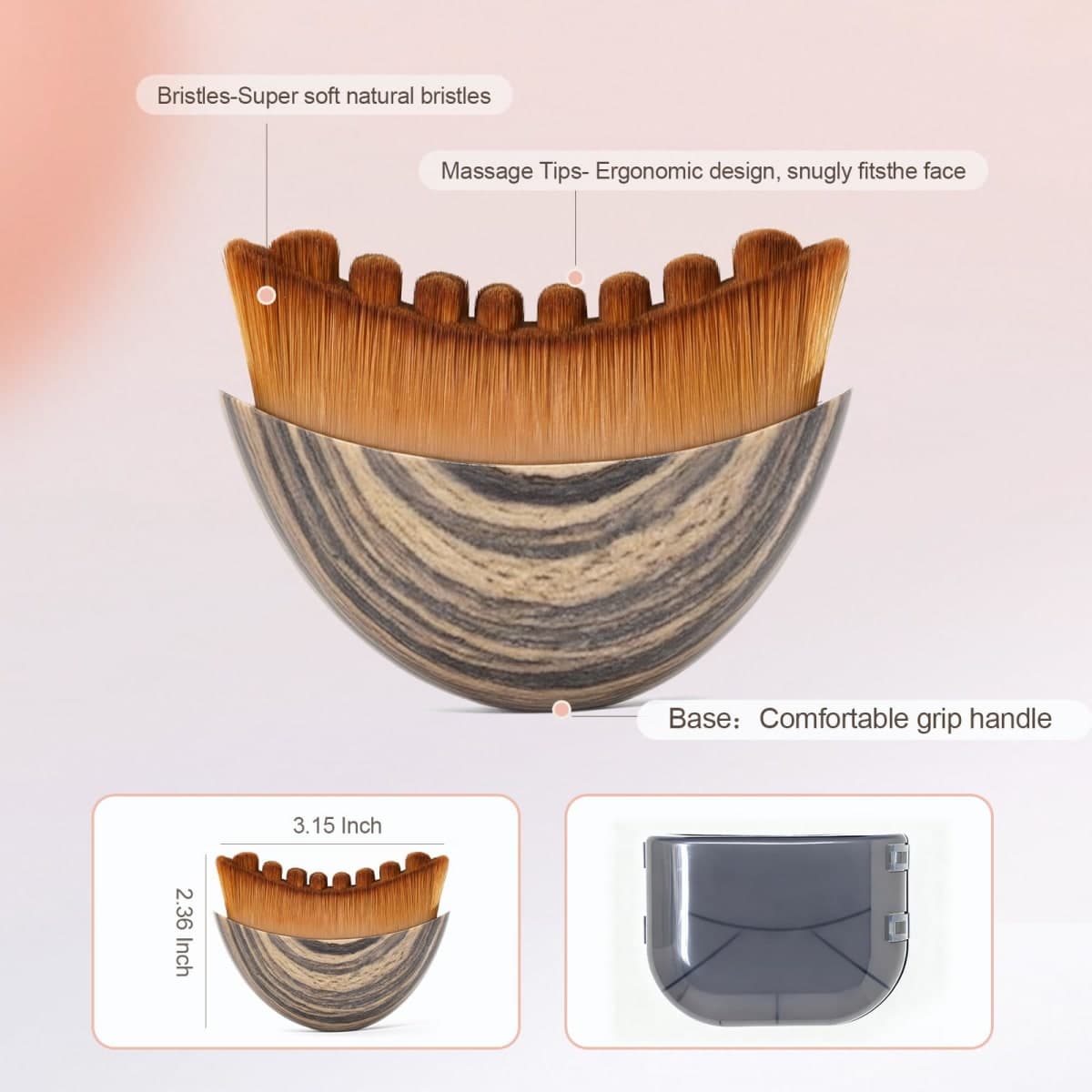 Lymphatic Contour Face Brush, Manual Lymphatic Drainage Massager, Natural Makeup Brushes with Durable Soft Bristles, Hypoallergenic Ergonomic Facial Cleansing Brush for Sculpting thumbnail 3