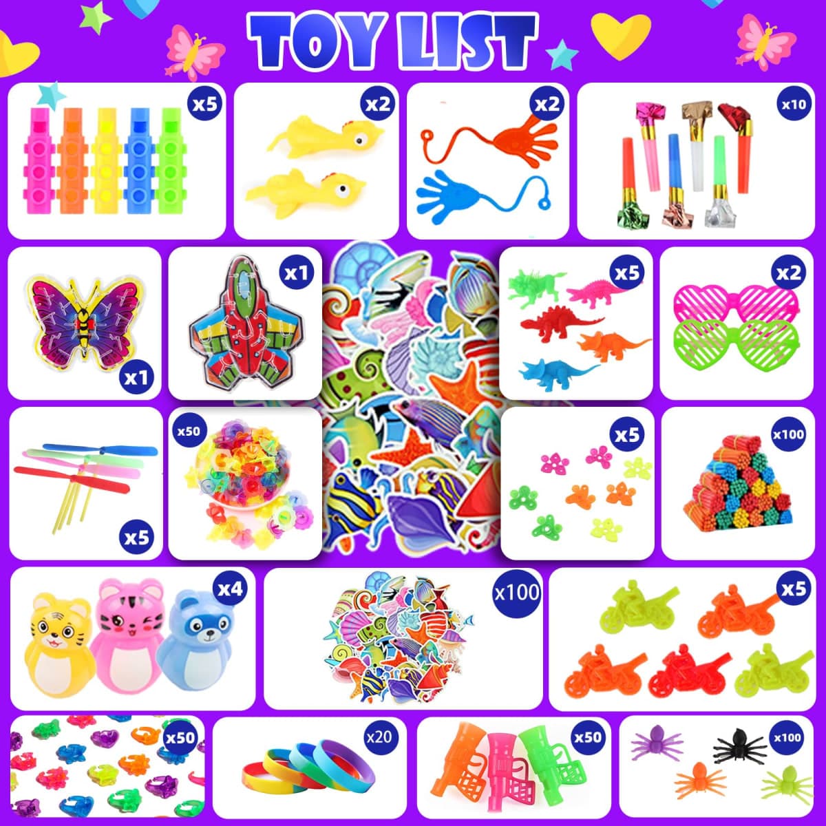 1000Pcs Bulk Party Favors for Kids, Fidget Toys Pack,Stocking Stuffers, Treasure Box Chest, Birthday Party, Classroom Carnival Prizes, Pinata Stuffers, Goodie Bag Stuffers, Stress Relief, Sensory Toys thumbnail 3