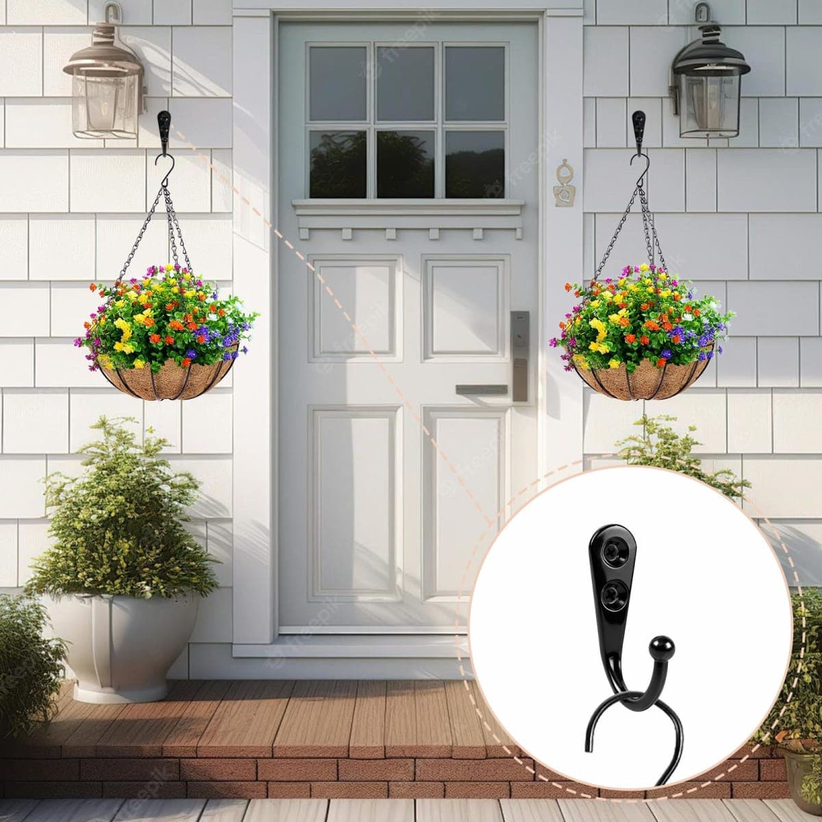 10 Pack Command Hooks, Black Heavy Duty Metal Shower Curtain Hooks with 20 Pieces Screws for Bathroom, Kitchen, Closet, and Garage, Easy to Use thumbnail 2
