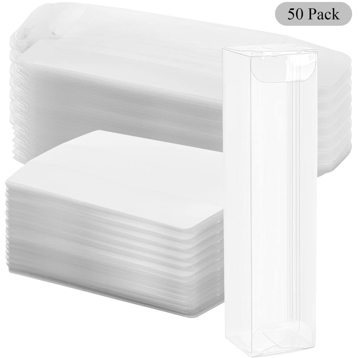 DEAYOU 50 PCS Clear Favor Boxes, Small Transparent Candy Gift Box, Plastic Rectangle Chocolate Packaging Box with Insert for Cookie, Treat, Macaron, Wedding, Party, Gift Wrapping, 6.2" x 1.4" x 1.3" thumbnail 3