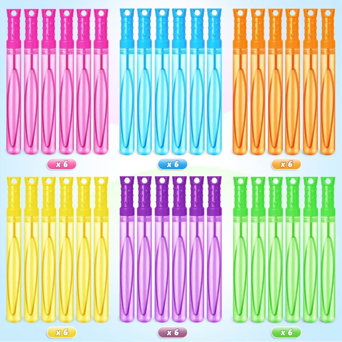 Shemira 36 Pack Bubble Wands in 6 Colors, Bulk Assortment Toys for Kids, Carnival Prizes, Themed Birthday, Wedding, Summer Outdoor Toys for Girls & Boys, Ideal Goodies Bags Stuffers thumbnail 2
