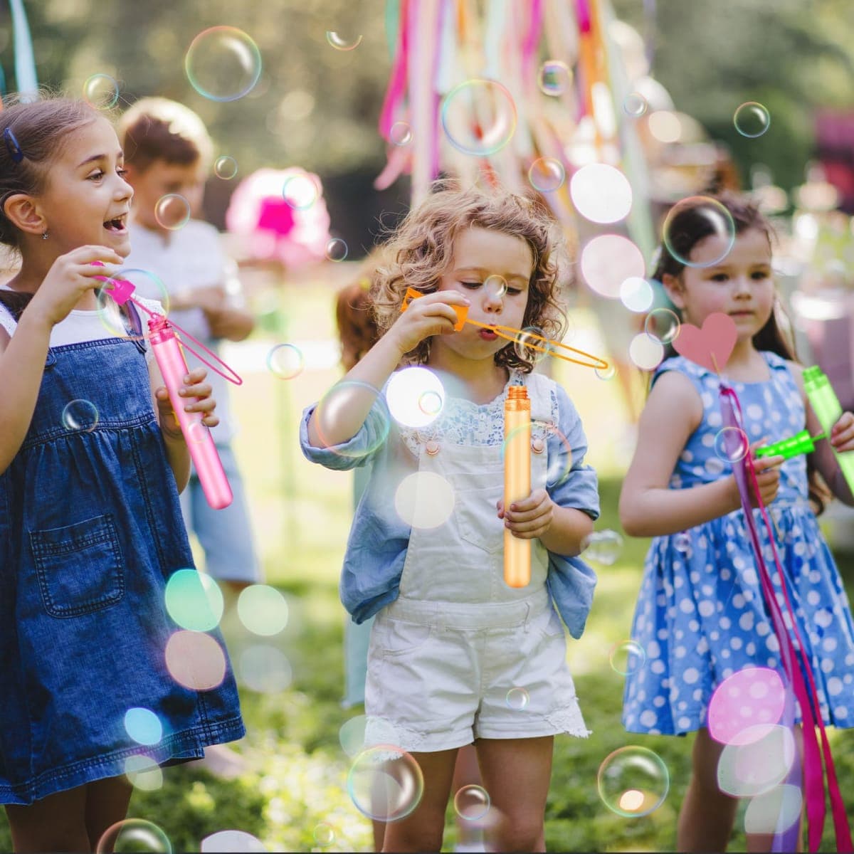 Shemira 36 Pack Bubble Wands in 6 Colors, Bulk Assortment Toys for Kids, Carnival Prizes, Themed Birthday, Wedding, Summer Outdoor Toys for Girls & Boys, Ideal Goodies Bags Stuffers thumbnail 4