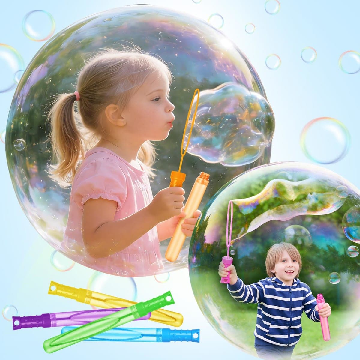 Shemira 36 Pack Bubble Wands in 6 Colors, Bulk Assortment Toys for Kids, Carnival Prizes, Themed Birthday, Wedding, Summer Outdoor Toys for Girls & Boys, Ideal Goodies Bags Stuffers thumbnail 5