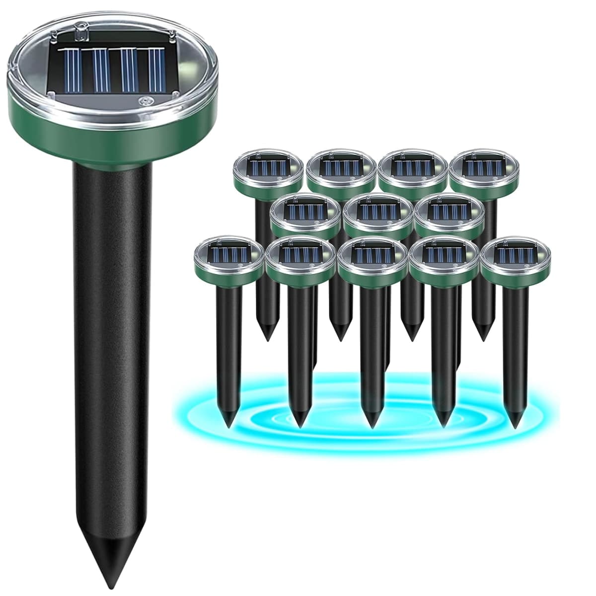 12Pcs Snake Repellent for Yard, Mole Repellent, Solar Ultrasonic Groundhog Gopher, Skunk, Vole, Rabbit, Rodent,Repellent Outdoor for Lawn Garden & Yard — image 1
