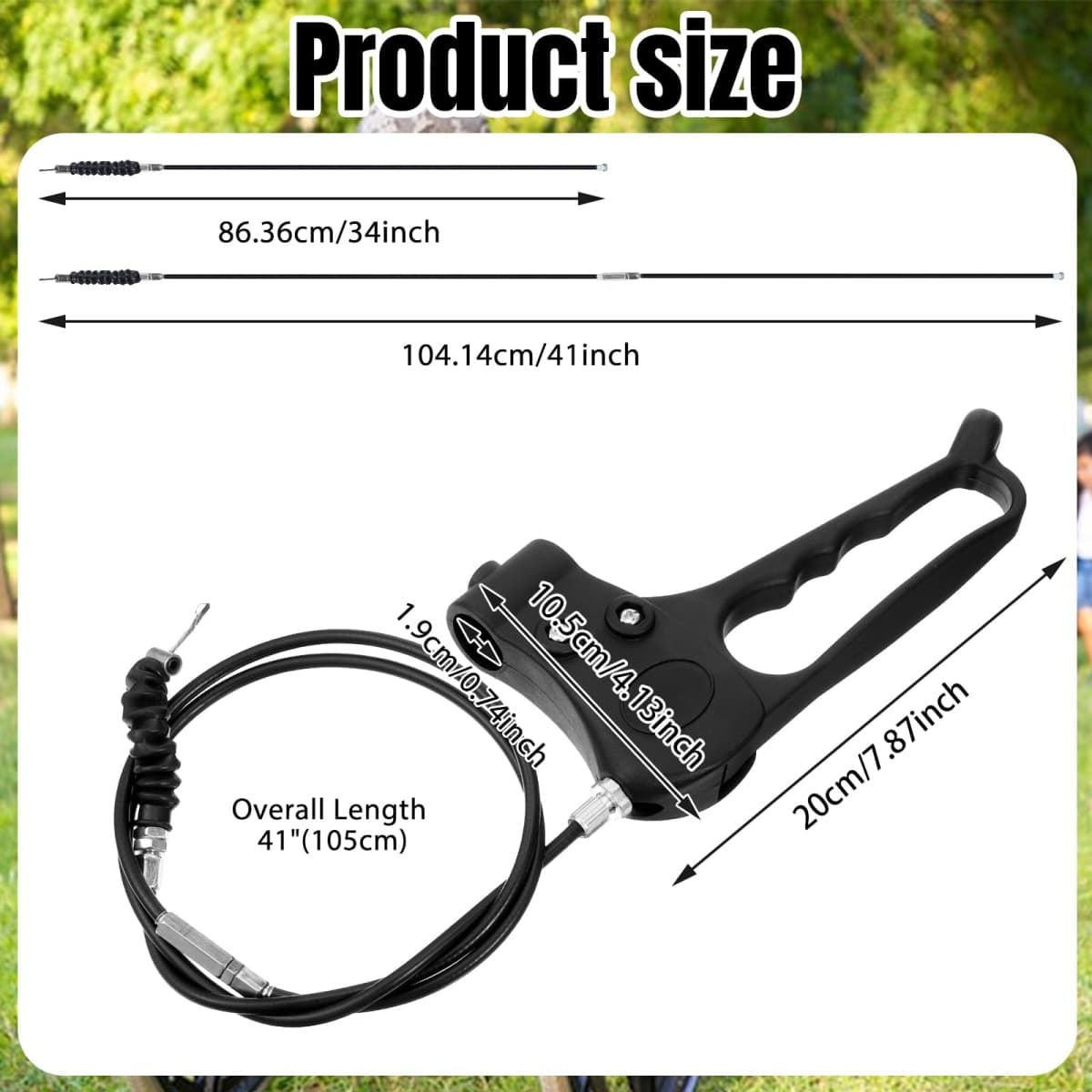 Brake Handle Replacement for Rollator Walker, Rollator Replacement Hand Brake with 41" Cable, Drive Rollator Replacement Parts for 4 Wheel Rolling Walker thumbnail 2