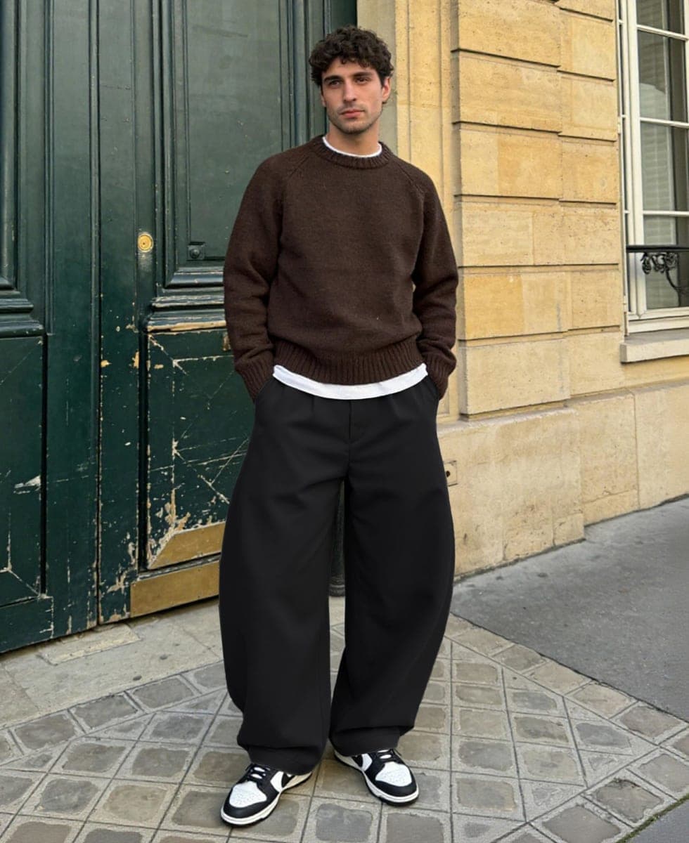 Susclude Men's Barrel Lounge Pants Wide Leg Lightweight Trendy Pant Elastic Waist Loose Casual Comfy Summer Beach Trousers Black thumbnail 2