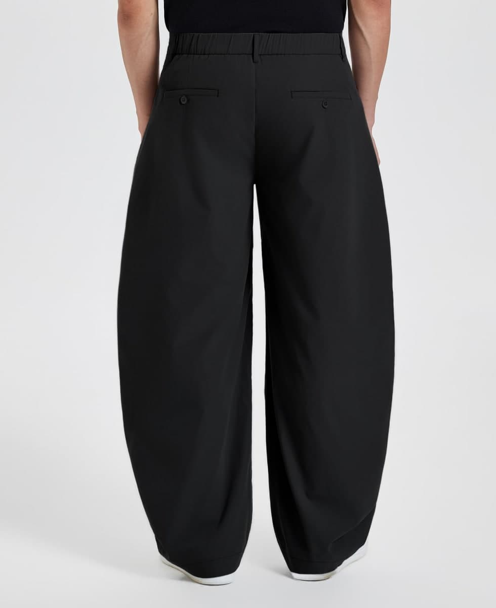 Susclude Men's Barrel Lounge Pants Wide Leg Lightweight Trendy Pant Elastic Waist Loose Casual Comfy Summer Beach Trousers Black thumbnail 3