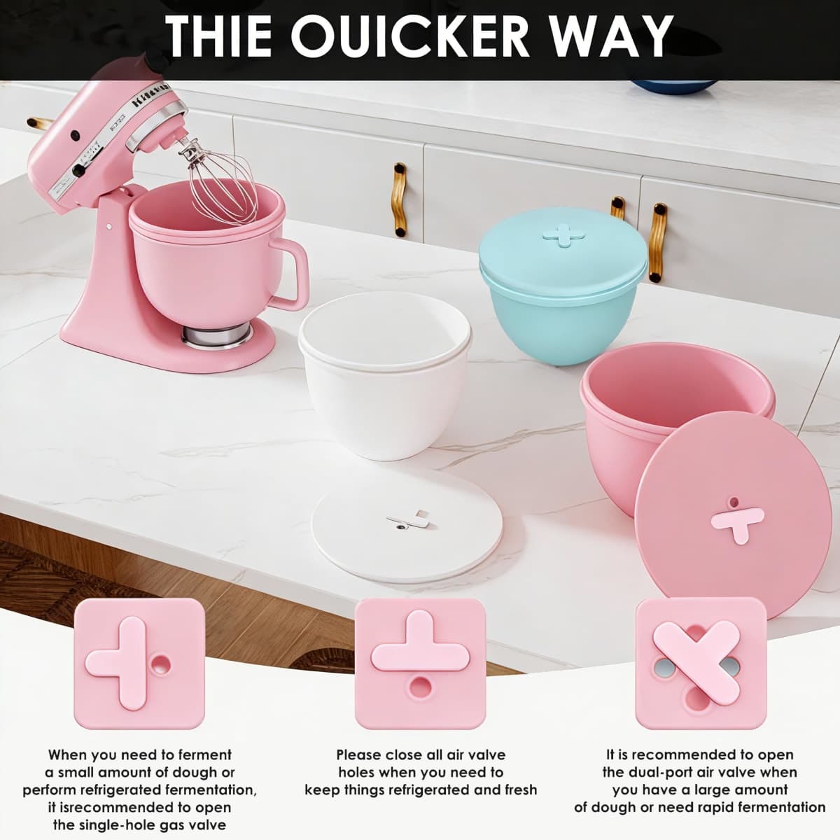 Silicone Bowl Liners for 5 Qt KitchenAid Mixers, 3 Liners with Lids thumbnail 3