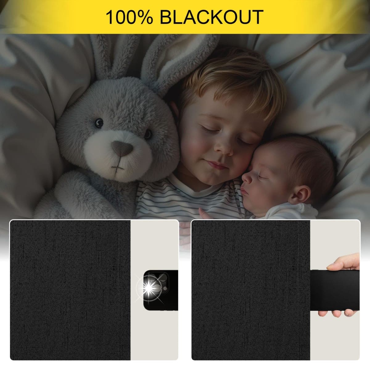 Pitalk Black Faux Linen Drapes and Curtains Blackout for Bedroom 52x90 Inches Long thumbnail 4