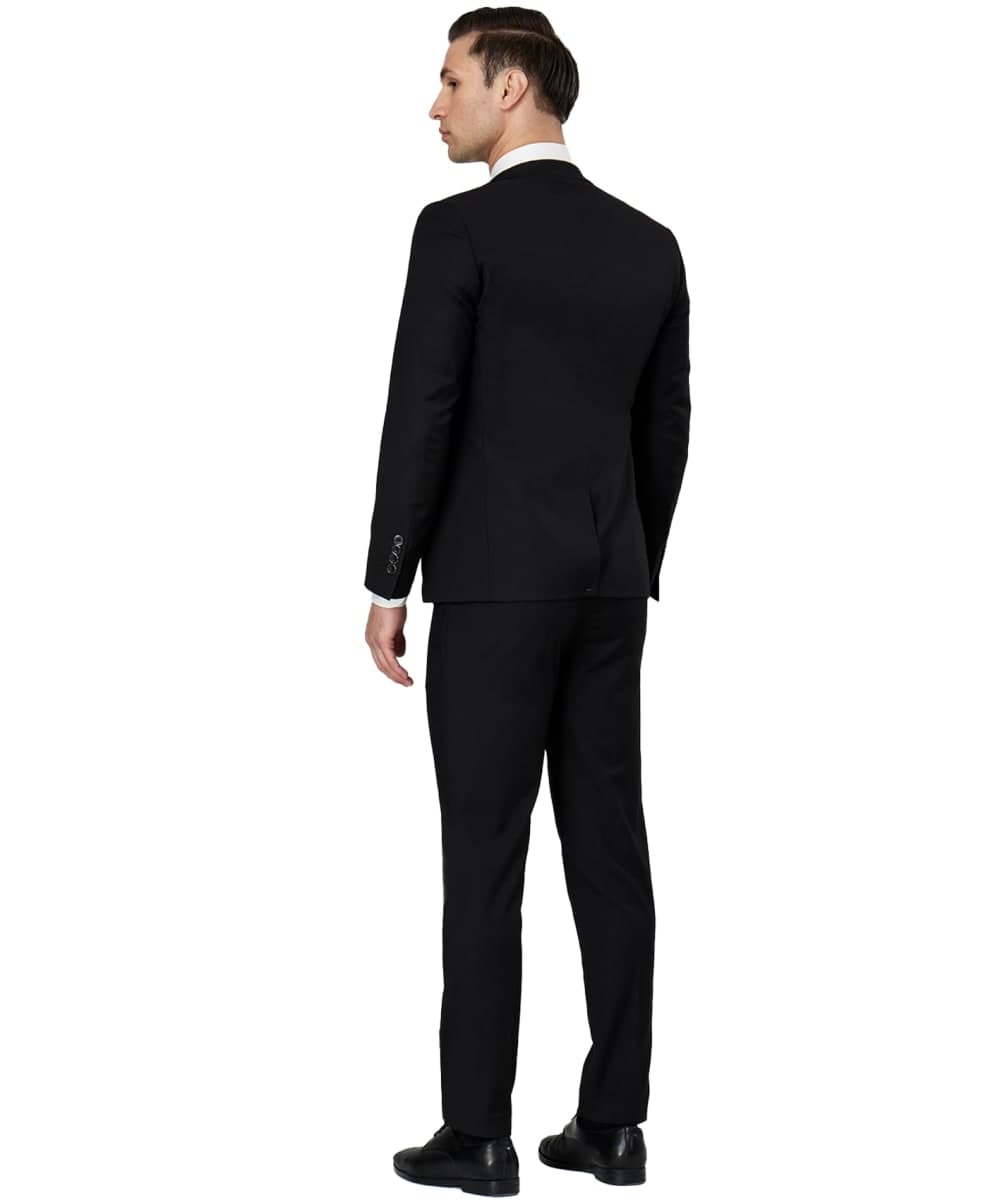 DEETRUST Men's 3 Piece Slim Fit Suit Set, 2 Button Blazer Jacket Vest Pants with Tie, Mens Suit for Party, Wedding & Business, Black, Medium thumbnail 5