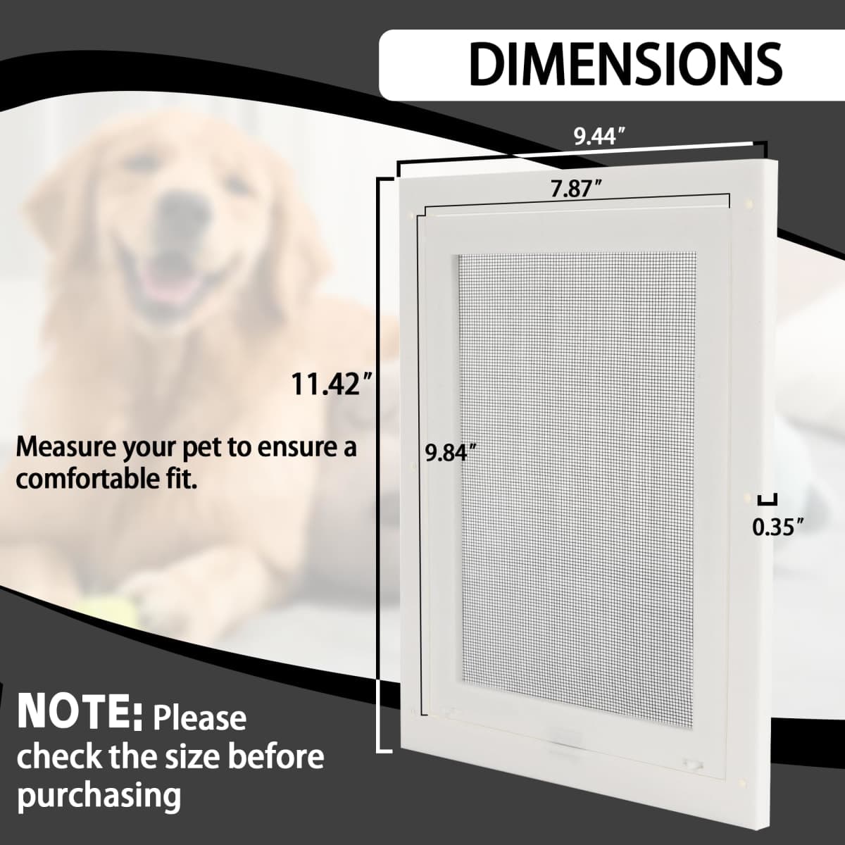 TonGass 7.87" x 9.84" Pet Screen Door Flap Compatible with Doggy Fits Dogs & Cats Under 30 Lbs, Small Dog Doors Flaps, Cat Screen Window Door Flap for Exterior Porch Screen and Window Screen - White thumbnail 2