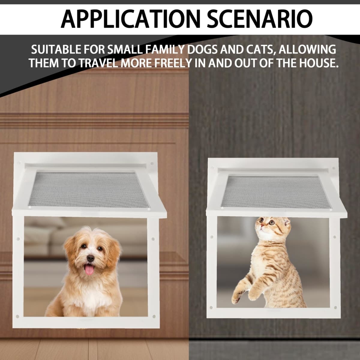TonGass 7.87" x 9.84" Pet Screen Door Flap Compatible with Doggy Fits Dogs & Cats Under 30 Lbs, Small Dog Doors Flaps, Cat Screen Window Door Flap for Exterior Porch Screen and Window Screen - White thumbnail 3