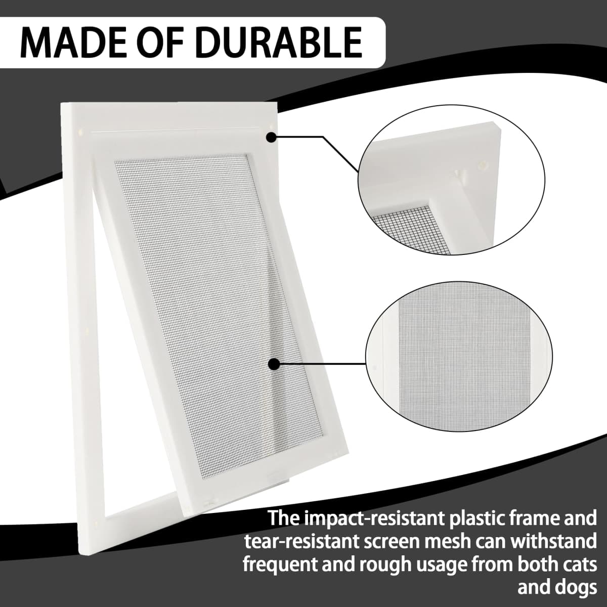 TonGass 7.87" x 9.84" Pet Screen Door Flap Compatible with Doggy Fits Dogs & Cats Under 30 Lbs, Small Dog Doors Flaps, Cat Screen Window Door Flap for Exterior Porch Screen and Window Screen - White thumbnail 4