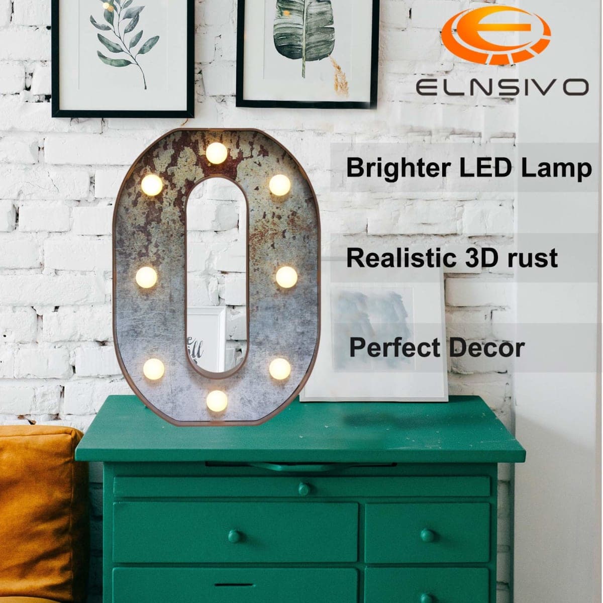 Elnsivo LED Marquee Light Up Letters Industrial Vintage Style Rust Metal Effect Marquee Letter with Lights Illumination Letter Signs for Christmas Wedding Birthday Party Home Cafe Bar Decor thumbnail 2
