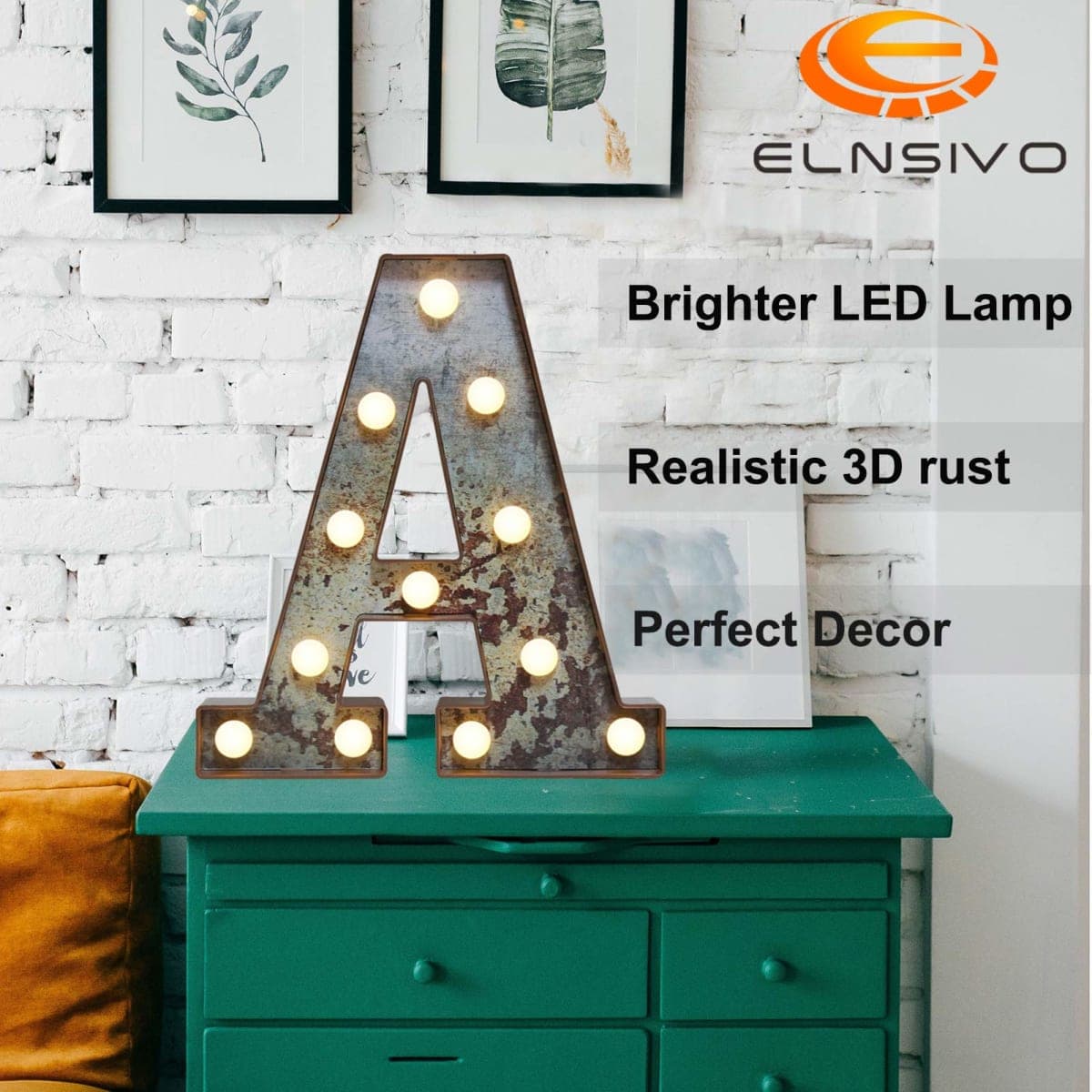 LED Marquee Light Up Letters Industrial Vintage Style Lighted Letters Rust Metal Effect Marquee Letter with Lights Illumination Letter Signs for Christmas Wedding Birthday Party Home Cafe Bar Decor-A thumbnail 2