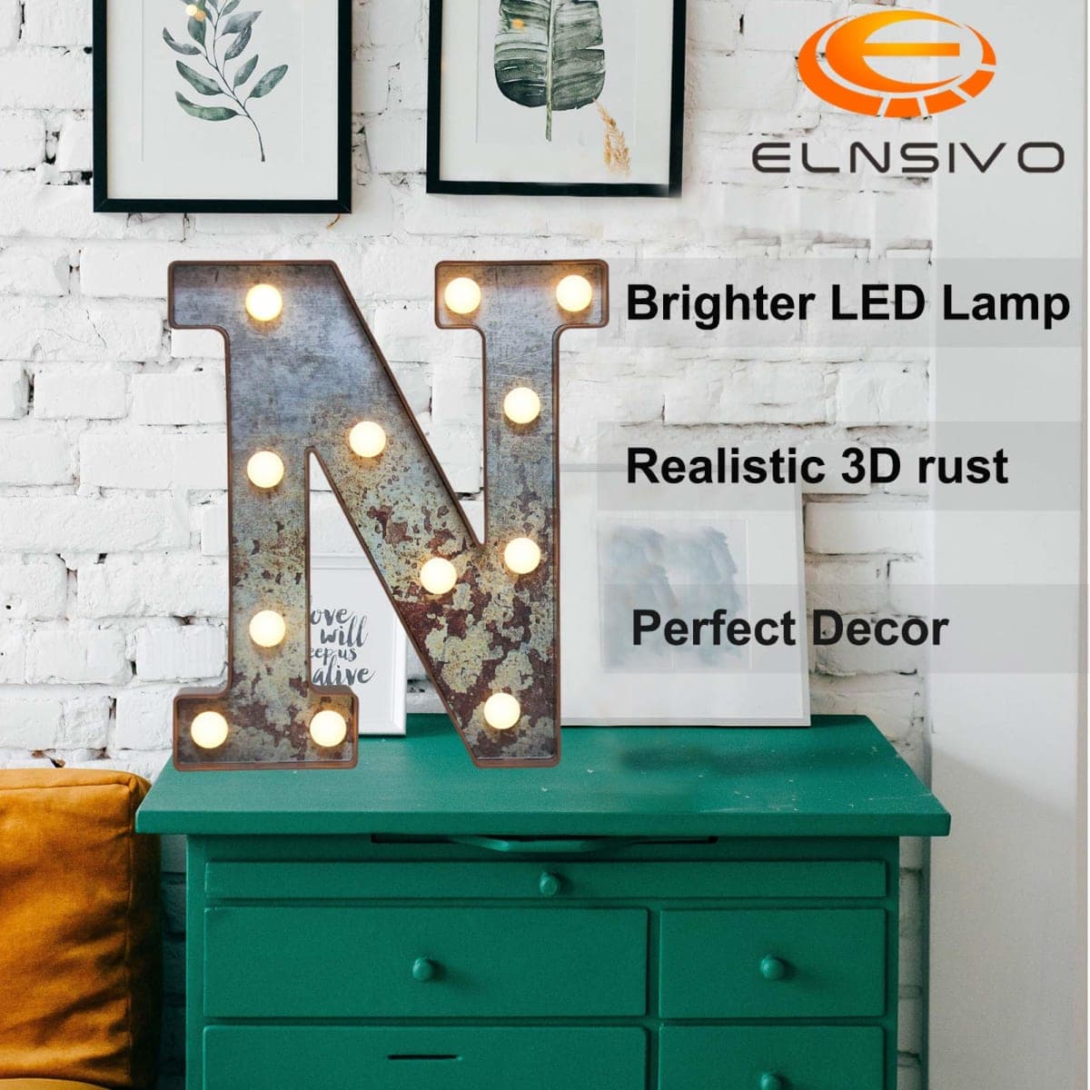 LED Marquee Light Up Letters Industrial Vintage Style Lighted Letters Rust Metal Effect Marquee Letter with Lights Illumination Letter Signs for Christmas Wedding Birthday Party Home Cafe Bar Decor-N thumbnail 2