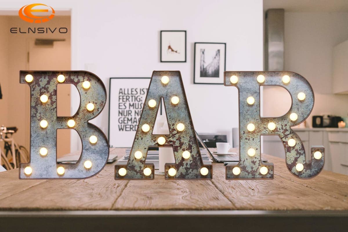 LED Marquee Light Up Letters Industrial Vintage Style Lighted Letters Rust Metal Effect Marquee Letter with Lights Illumination Letter Signs for Christmas Wedding Birthday Party Home Cafe Bar Decor-N thumbnail 5