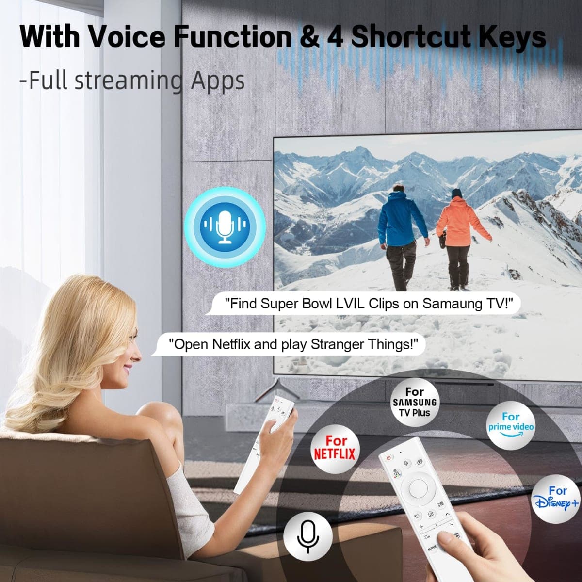 BN59-01391A Solar Frame TV Remote Replacement for Samsung Smart TV with Voice Bluetooth Rechargeable Solar Cell, Compatible with Samsung 2020 to 2025 Neo LED 4K Ultra HD TV Samsung Frame Remote thumbnail 5