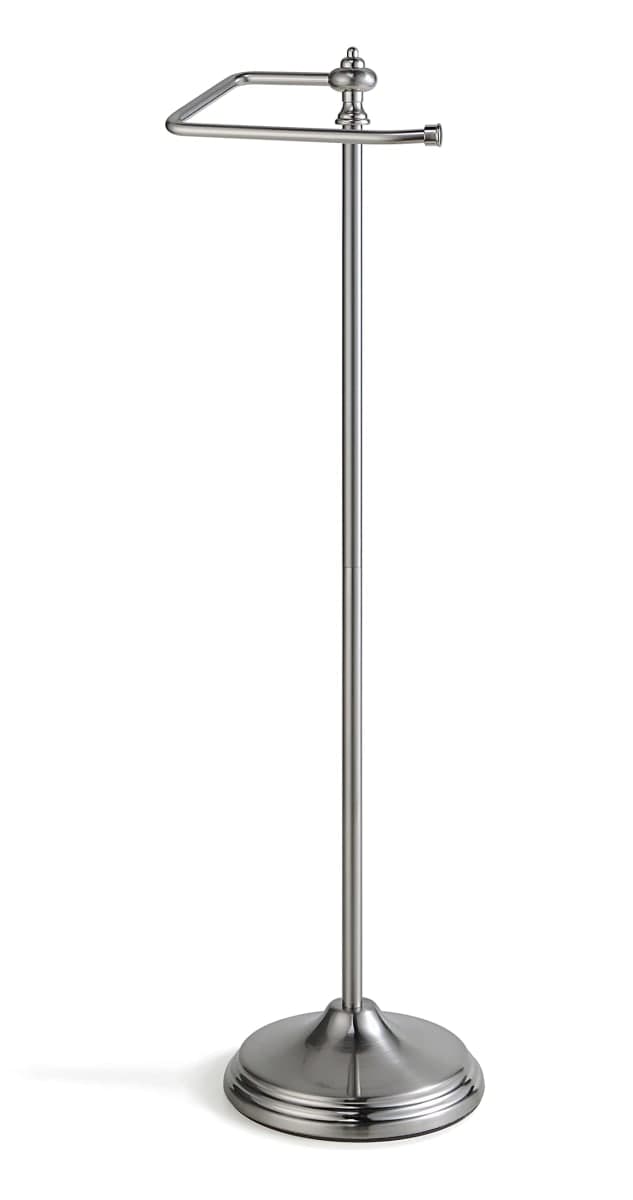 SunnyPoint Bathroom Free Standing Toilet Tissue Paper Roll Holder Stand with Reserve Function, Satin Nickel thumbnail 5