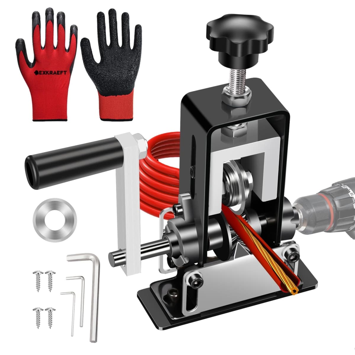 Manual Wire Stripping Machine Gauge Wire 0.06-1'', Scrapping Copper Wire Stripper with Replacement Blades, Drill Powered Hand Crank Wire Stripper Tool for Scrap Copper Recycling — image 1