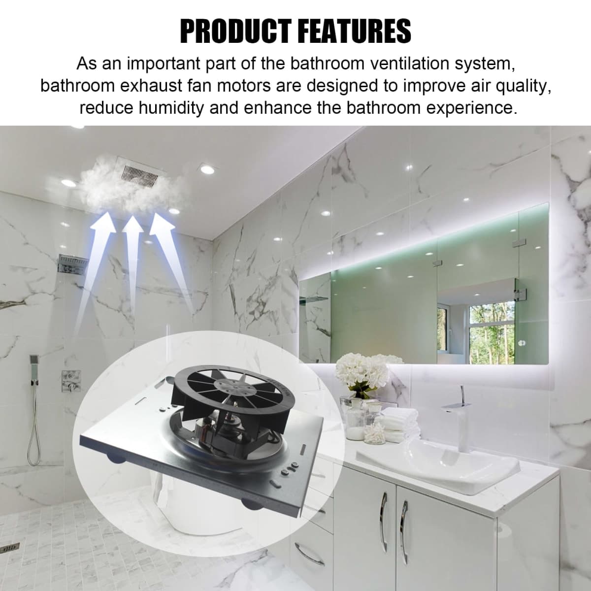 seork Upgrade 678-G/2678F-A Bathroom Exhaust Fan Motor 8" x8-1/4 Fits for Nutone 763 763N Compatible with Broan 679-E/2679F-A 679FL-C N679-C 679L, S97015163 thumbnail 3