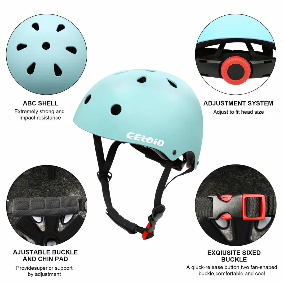 CELOID Kids Bike Helmet,Youth Skateboard Helmets for Ages 10-14-16 Years Boys Girls，Adjustable Multi-Sport Bicycle Skateboarding Football Roller Skating Scooter Rollerblade Balance Bike Helmet,L-Blue thumbnail 3