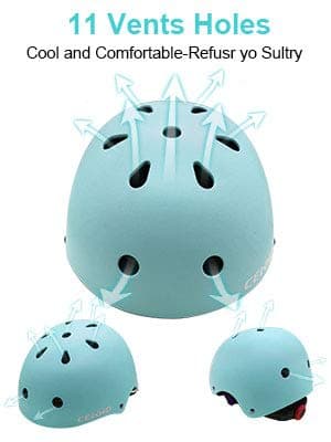 CELOID Kids Bike Helmet,Youth Skateboard Helmets for Ages 10-14-16 Years Boys Girls，Adjustable Multi-Sport Bicycle Skateboarding Football Roller Skating Scooter Rollerblade Balance Bike Helmet,L-Blue thumbnail 5