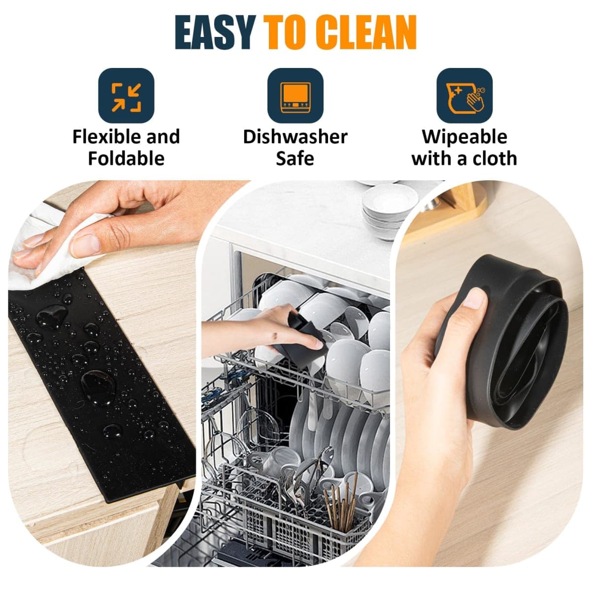 3rd Generation B-Forest Silicone Stove Gap Covers (2 Pack), Seals Gaps Between Stovetop and Counter, Heat Resistant Oven Gap Filler, Kitchen Stove Gap Guard (25 in-Black), Easy-Clean, Easy-Secure thumbnail 4